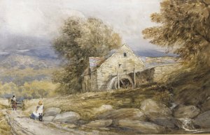 Overshot Mill, North Wales by David Cox Oil Painting