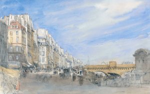 Pont Neuf from the Quai de l'Ecole, Paris by David Cox Oil Painting