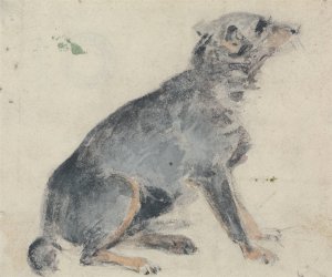 Study of a Dog by David Cox Oil Painting