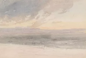 Sunset From The Shore by David Cox Oil Painting