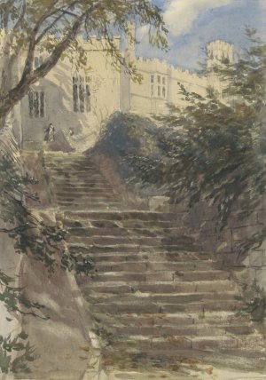 Tuintrap bij Haddon Hall by David Cox Oil Painting