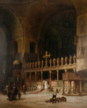 Interior of St. Mark's, Venice by David Dalhoff Neal Oil Painting