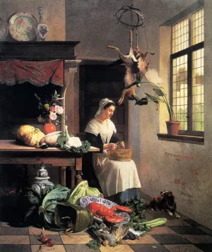 A Maid In The Kitchen by David Emile Joseph De Noter - Oil Painting Reproduction