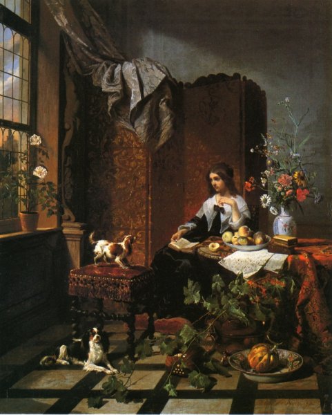 Main Product Photo of Lady in an Elegant Interior Painting by David Emile Joseph De Noter