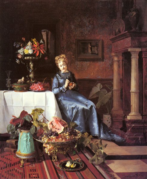 Main Product Photo of Peeling an Orange Painting by David Emile Joseph De Noter