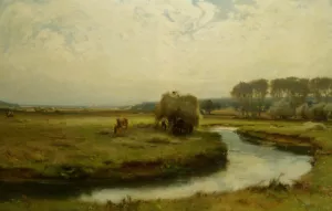 Haymaking - Seaton Marsh - Devon by David Farquharson - Oil Painting Reproduction