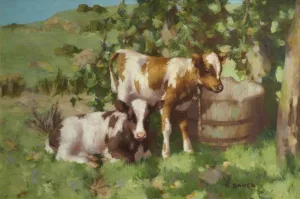 Calves painting by David Gauld