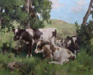 Calves in Summer by David Gauld - Oil Painting Reproduction