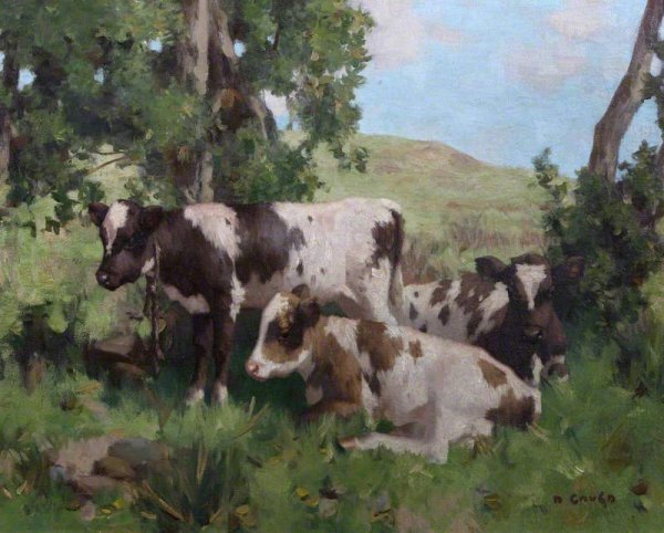 Main Product Photo of Calves in Summer Painting by David Gauld