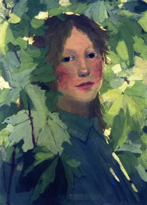Head of a Girl by David Gauld - Oil Painting Reproduction