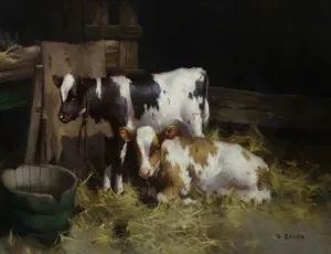 Two Ayrshire Calves painting by David Gauld