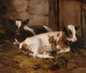 Two Calves by David Gauld Oil Painting