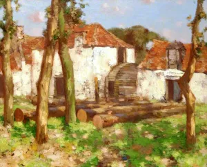 Watermill in France painting by David Gauld