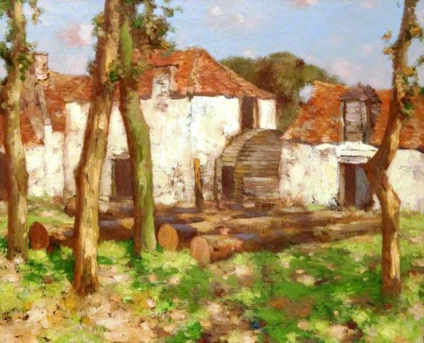 Main Product Photo of Watermill in France Painting by David Gauld