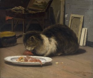 The Cat in the Studio by David Jacobsen Oil Painting