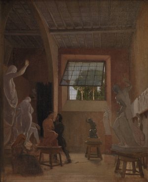 The Sculptor Jens Adolph Jerichau in his Studio in Rome by David Jacobsen Oil Painting