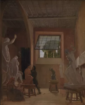 The Sculptor Jens Adolph Jerichau in his Studio in Rome by David Jacobsen Oil Painting