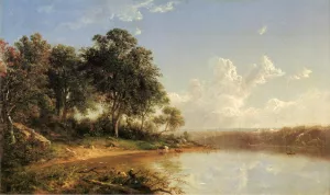 Afternoon Along the Banks of a River by David Johnson Oil Painting