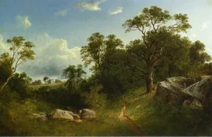 Landscape also known as White Mansion in the Distance by David Johnson Oil Painting