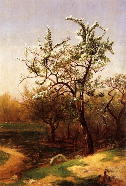 Pear Blossoms by David Johnson - Hand-Painted Oil Painting Reproduction