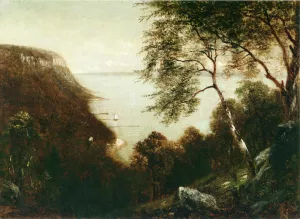 View of Palisades, Hudson River by David Johnson - Oil Painting Reproduction