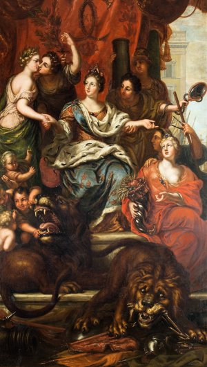 Allegori Over konung Karl XI,s fredliga regeringr,1693 by David Klocker Ehrenstrahl Oil Painting