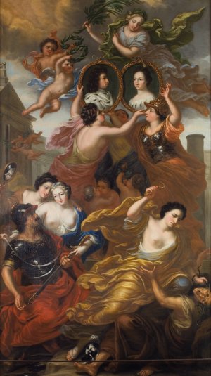 Allegori Over konung Karl XIs och drottning Ulrika Eleonoras forening by David Klocker Ehrenstrahl Oil Painting