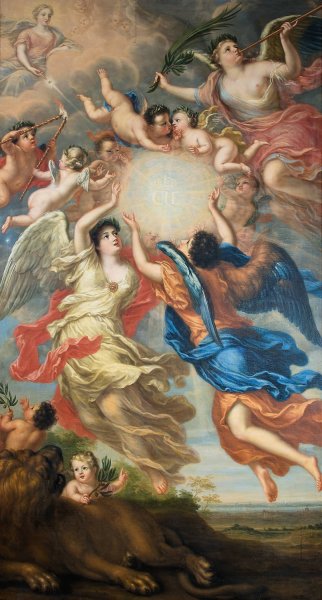 Allegori Over konung Karl XIs och drottning Ulrika Eleonoras formalning  by David Klocker Ehrenstrahl - Hand-Painted Oil Painting Reproduction
