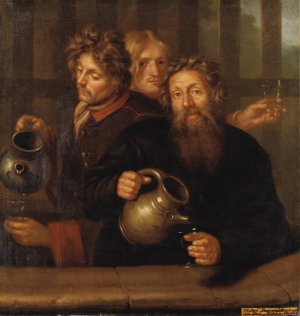 Brunnsmmastaren vid Medevi brunn och hans bada sOner by David Klocker Ehrenstrahl Oil Painting