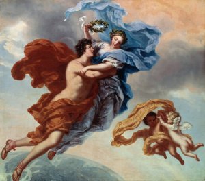 Dygdens beloning, Allegori by David Klocker Ehrenstrahl Oil Painting