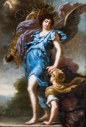 King Charles XI's guardian angel. Allegory by David Klocker Ehrenstrahl Oil Painting