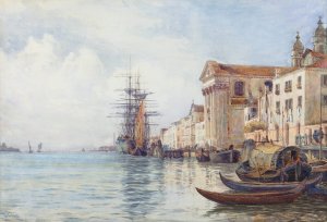 The Giudecca Canal with Shipping near the Chiesa dei Gesuati by David Law Oil Painting