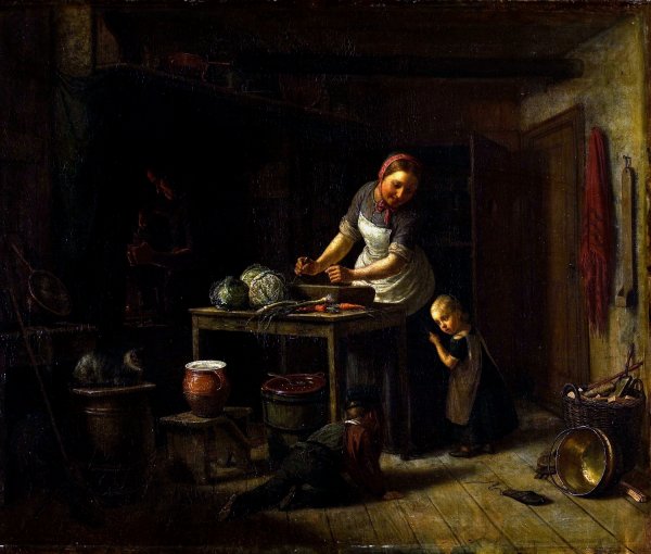 Kitchen Interior  by David Monies - Hand-Painted Oil Painting Reproduction