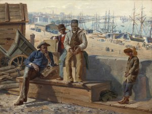 Negro Boys on the Quayside by David Norslup Oil Painting