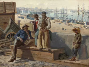 Negro Boys on the Quayside Oil painting by David Norslup