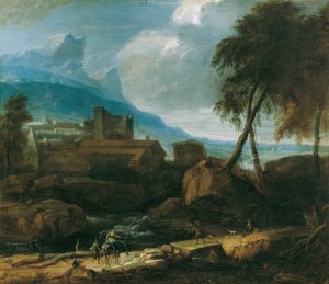 Ideale Landschaft by David Richter The Elder Oil Painting
