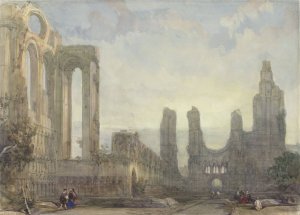 Abdijruine van Aberbrothwick bij avond Oil painting by David Roberts