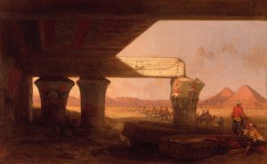 Egyptian Landscape with a Distant View of the Pyramids by David Roberts Oil Painting