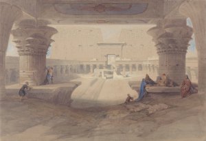 From under the Portico of the Temple of Edfu, Upper Egypt by David Roberts Oil Painting