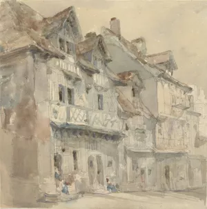 Huizen in Dieppe by David Roberts Oil Painting