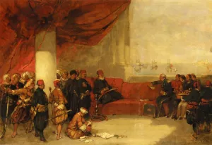 Interview with the Viceroy of Egype at His Palace in Alexandria by David Roberts - Oil Painting Reproduction