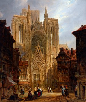 Rouen Cathedral by David Roberts Oil Painting