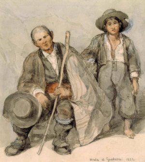 Study of Spanish Peasants at Alcala de Guadaira. by David Roberts Oil Painting