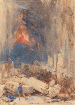 The Destruction of Pompeii by David Roberts Oil Painting