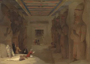 The Hypostyle Hall of the Great Temple at Abu Simbel, Egypt by David Roberts Oil Painting