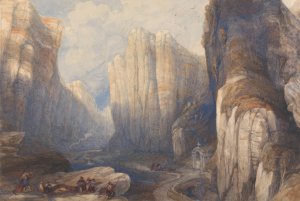 The Pass of Pancorbo, The Pyrenees by David Roberts Oil Painting