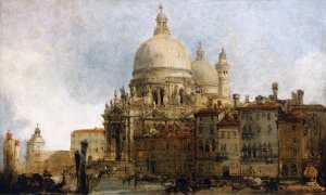 View of the Church of Santa Maria della Salute- on the Grand Canal- Venice- with the Dogana Beyond