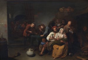Inn Parlour with Guests by David Ryckaert III Oil Painting