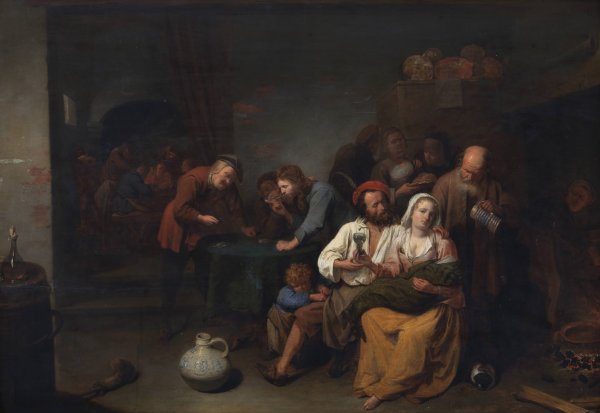 Inn Parlour with Guests  by David Ryckaert III - Hand-Painted Oil Painting Reproduction
