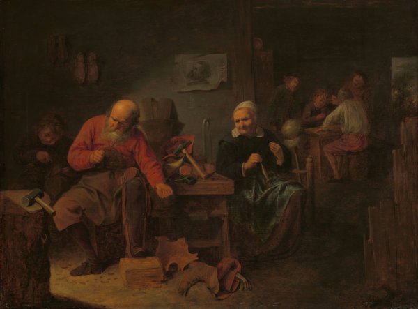 Interior of a Cobbler's Shop  by David Ryckaert III - Hand-Painted Oil Painting Reproduction